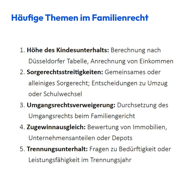 Sorgerecht, Scheidung & Familienrecht Themen 